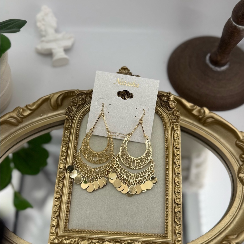 Natasha Gold Filigree Statement Earrings – Boho Chic Vibes! - Picture 8 of 8